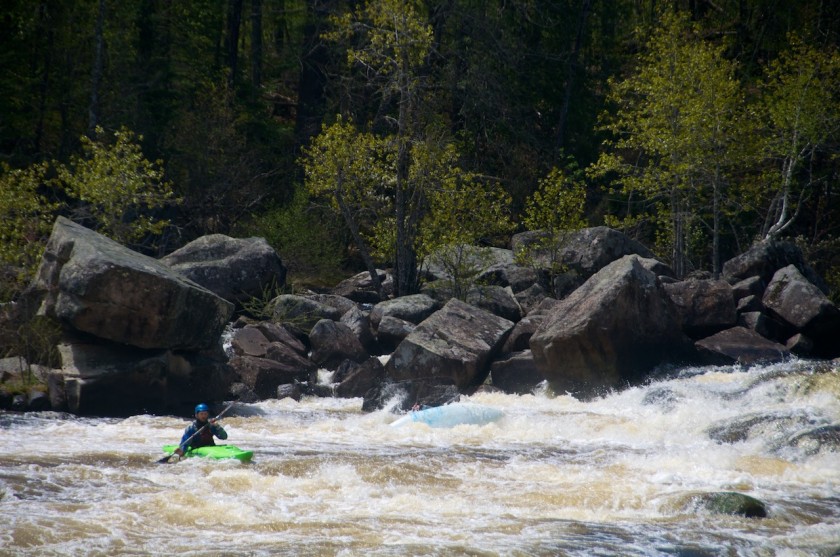 Peter and I running Cribworks on the West Branch of the Penobscot