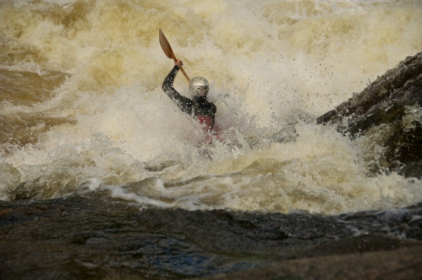 Jeff gets a face full of Newsowadnehunk Falls on the West Branch of the Penobscot