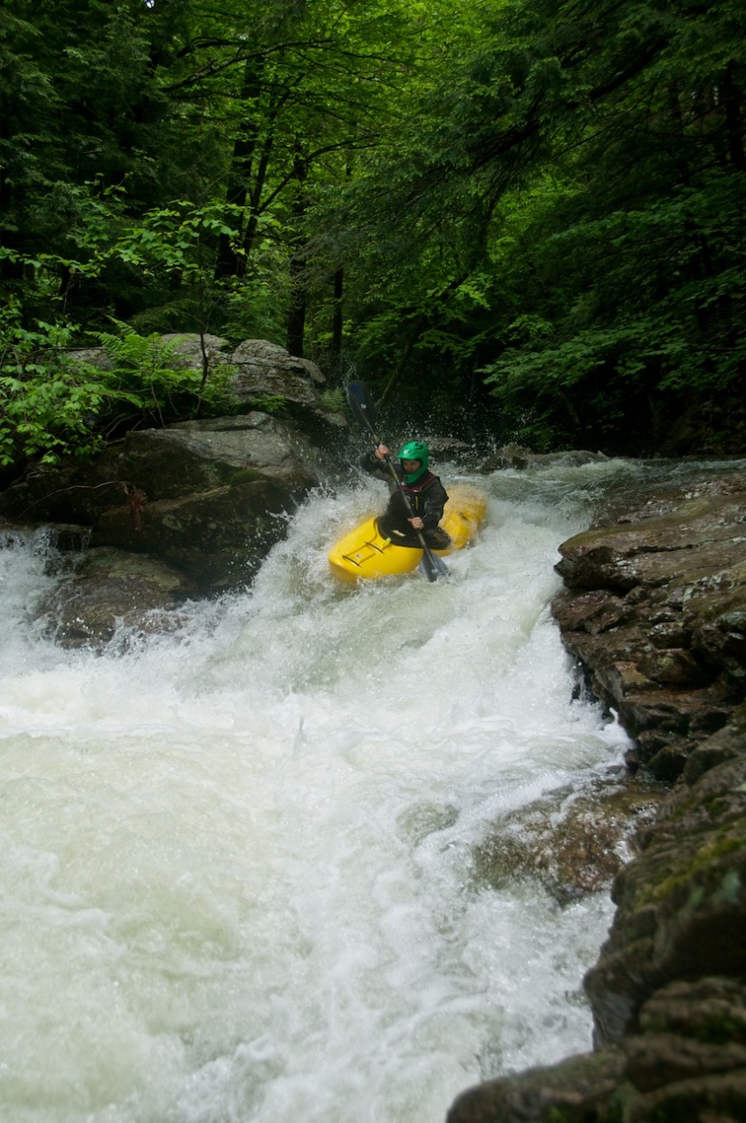 Scott entering NO2 Chute on Cold Brook in NH