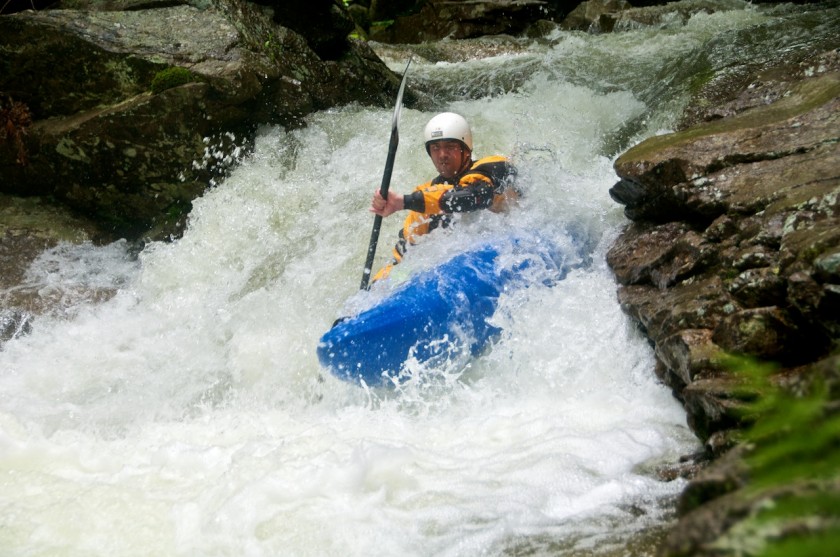 Joel entering NO2 Chute on Cold Brook in NH