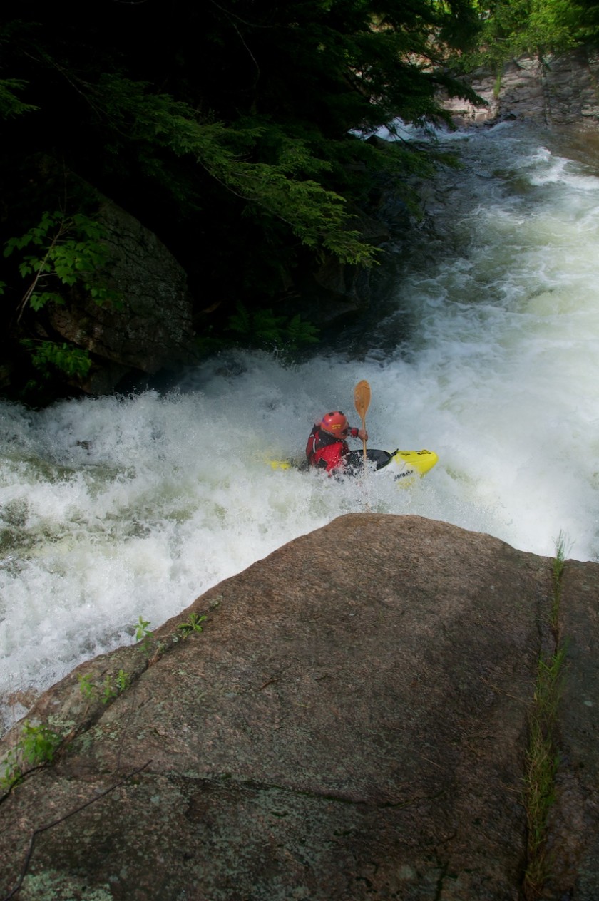 Jeremy in Backbreaker Falls on Cold Brook in NH