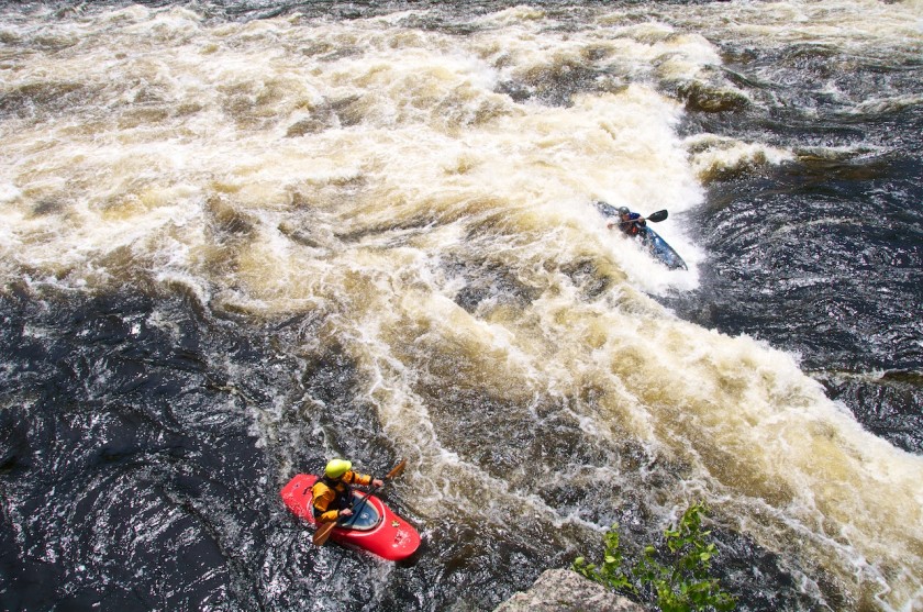 Greg surfing at Third Drop of Big A on the West Branch of the Penobscot.