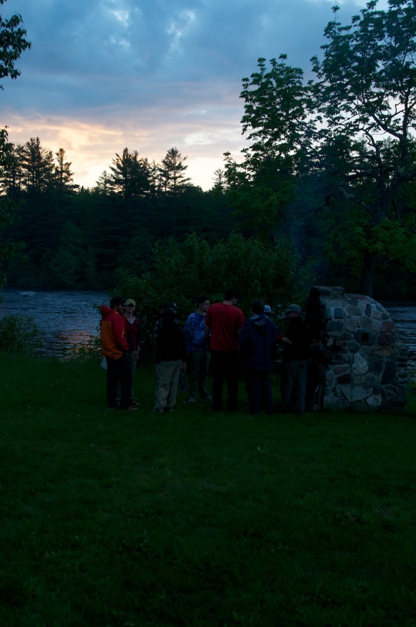 Cooking pizzas at Big Eddy on the West Branch of the Penobscot