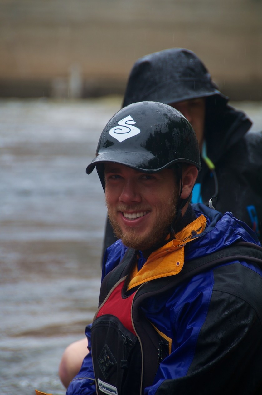Daniel waiting at the starting line of the K-Bomb Race on the Kennebec River