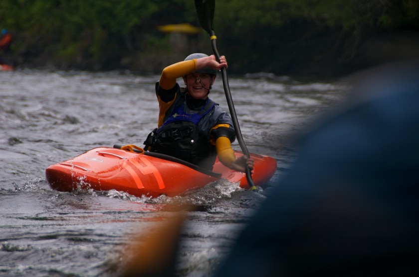 Kit coming into the finish of the K-Bomb race on the Kennebec River.