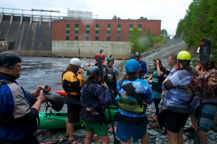 Duo Mass Start meeting for the K-Bomb race on the Kennebec River.