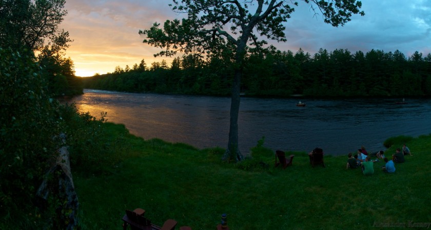 Sunset at Big Eddy Campground on the West Branch of the Penobscot with the Shang-Tu cabin