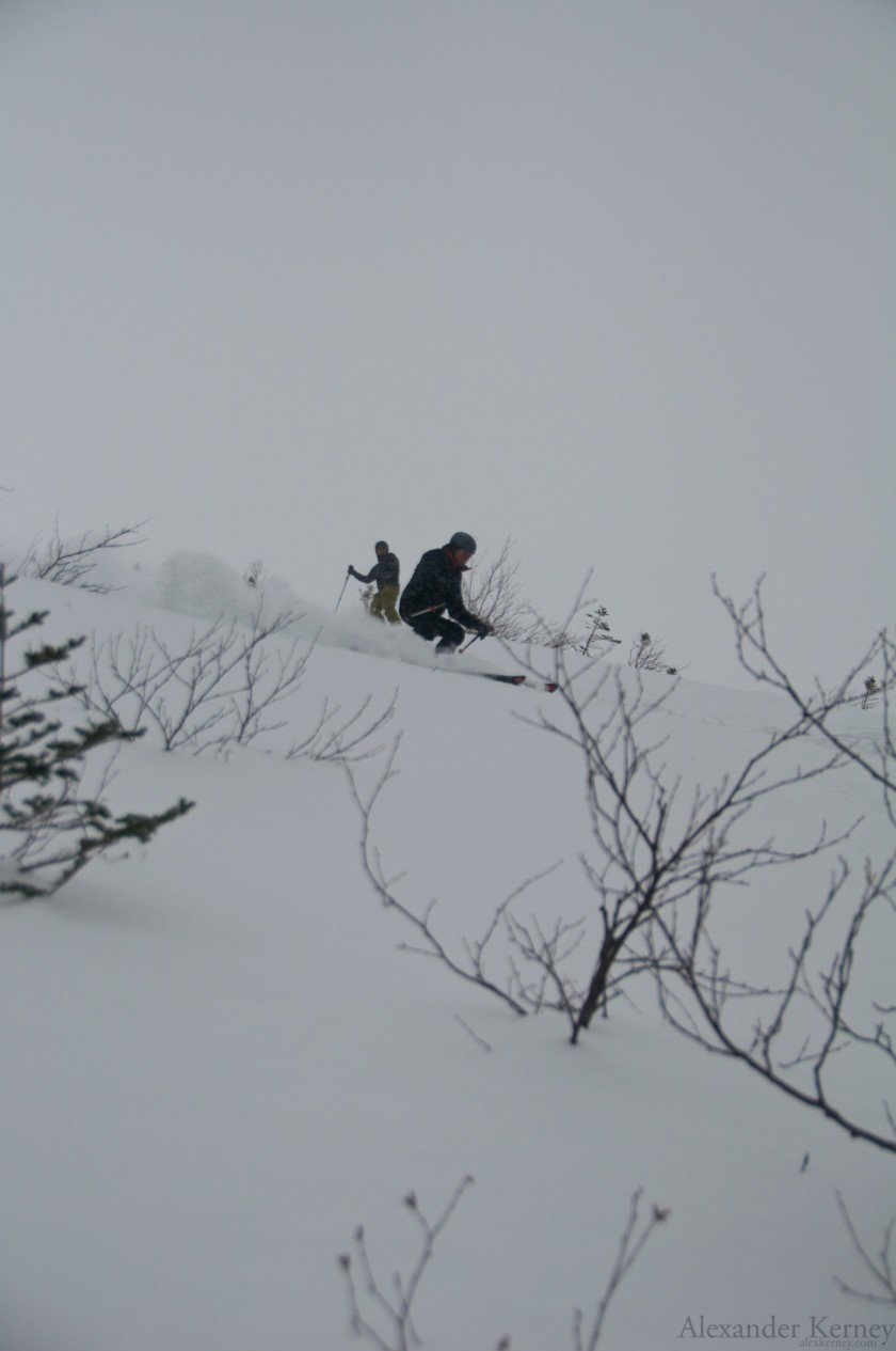 Jon skiing under First Cathedral