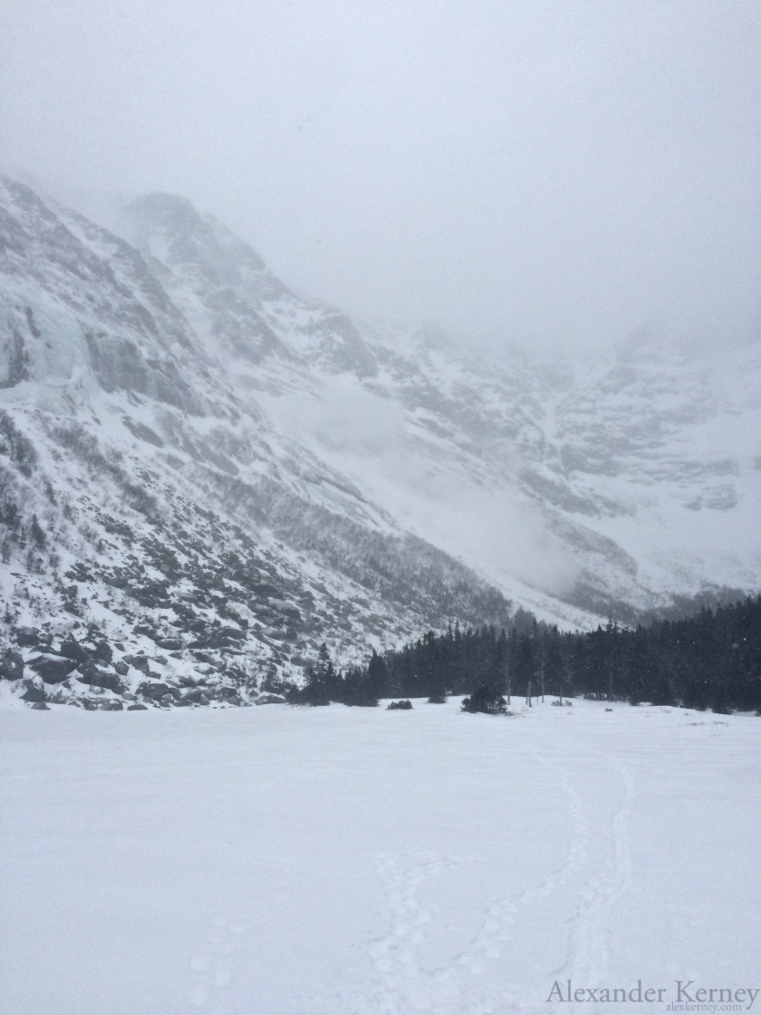 Loose Dry Slide out of Pamola's Fury during Avalanche 2 at Chimney Pond