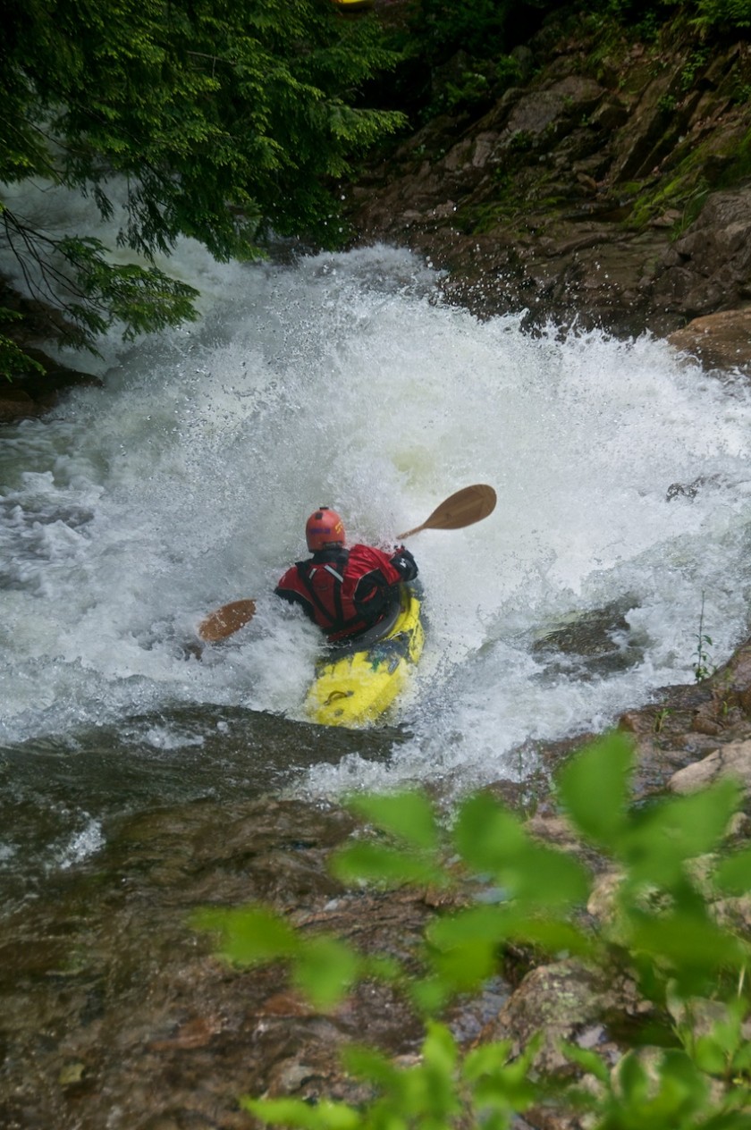 Jeremy hitting the first rooster tail in Particle Accelerator on Cold Brook in NH