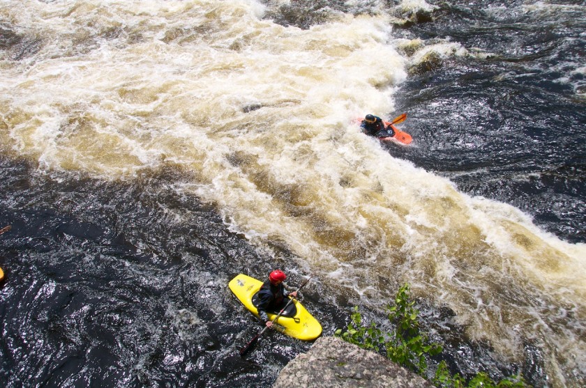 Walter surfing at Third Drop of Big A on the West Branch of the Penobscot.
