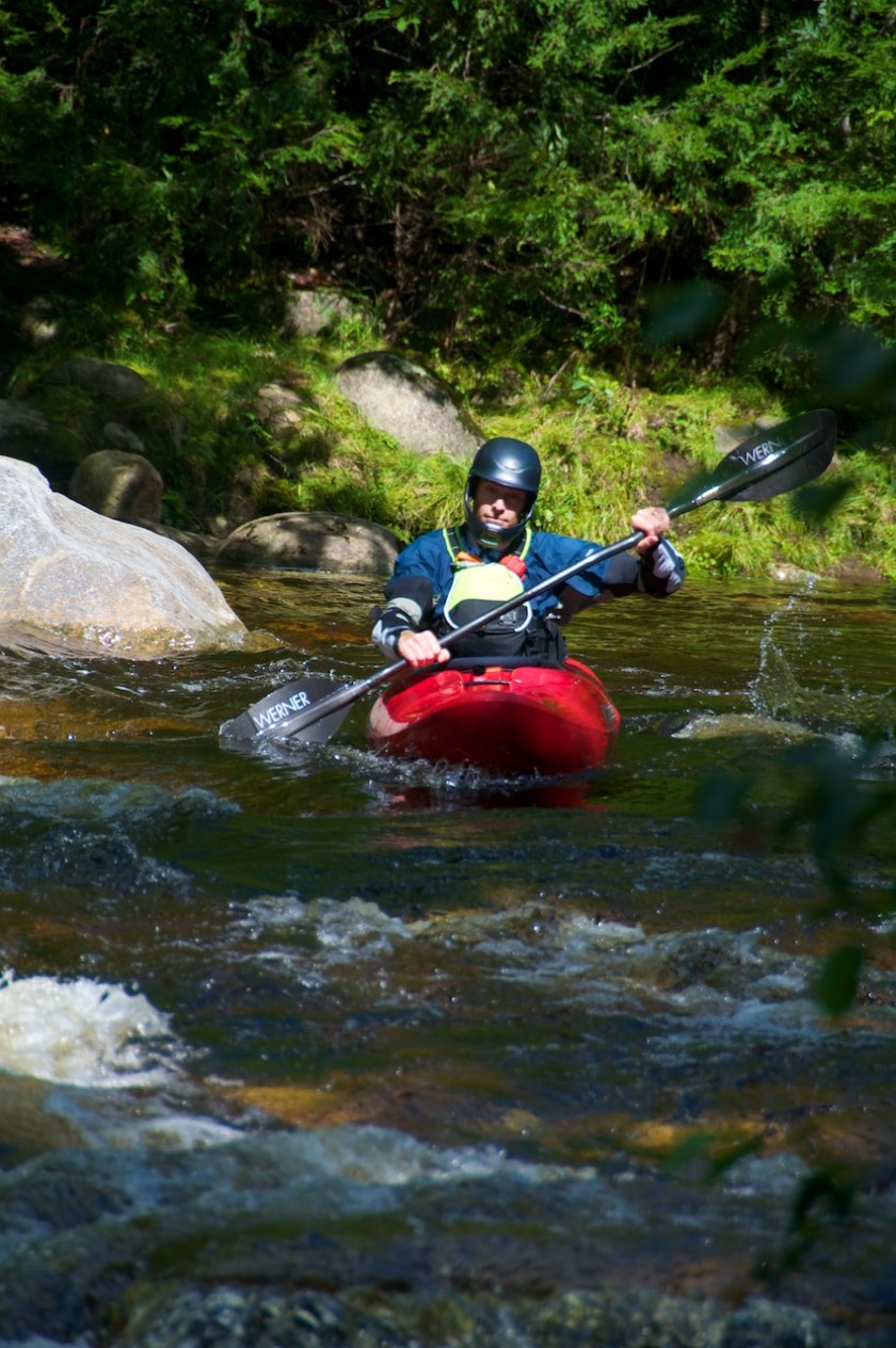 Jeff paddling toward Frenchmans's hole on the Bull Branch of the Sunday River